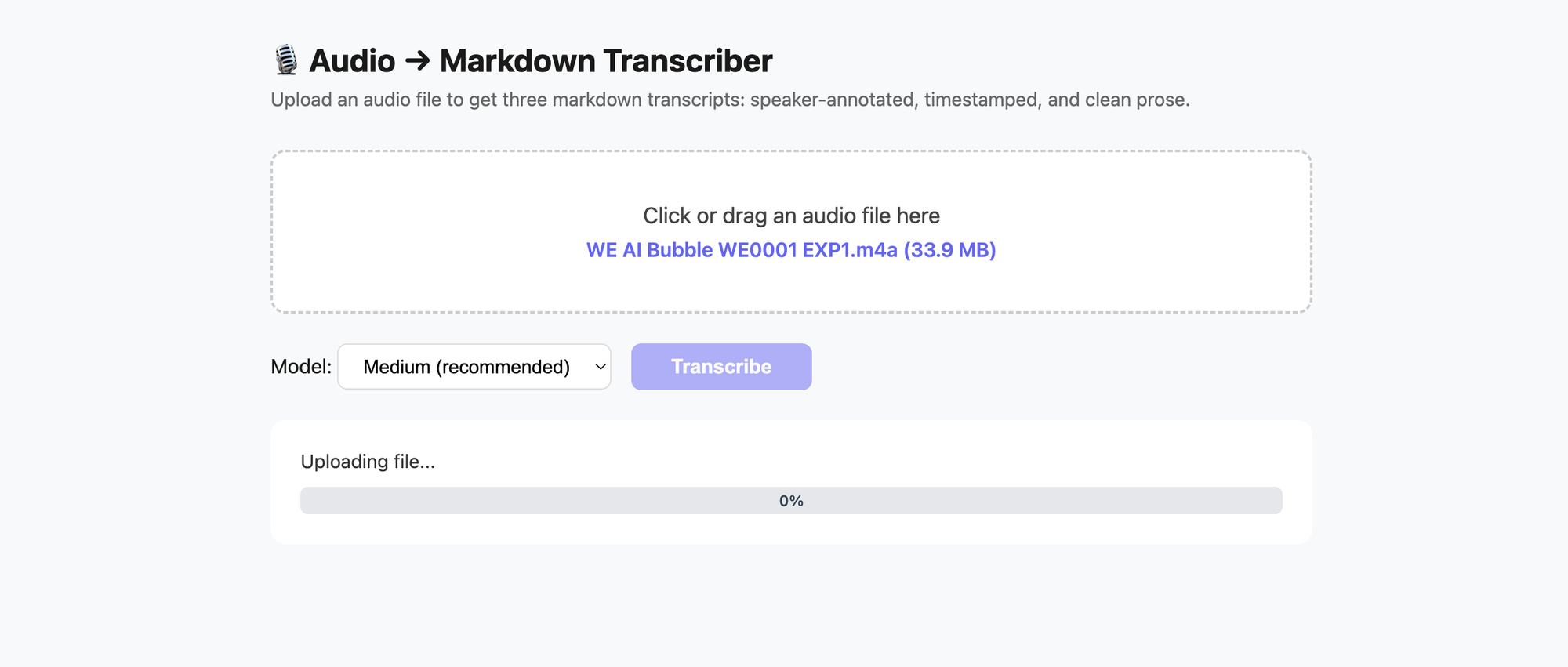 Version 1 of the transcription tool